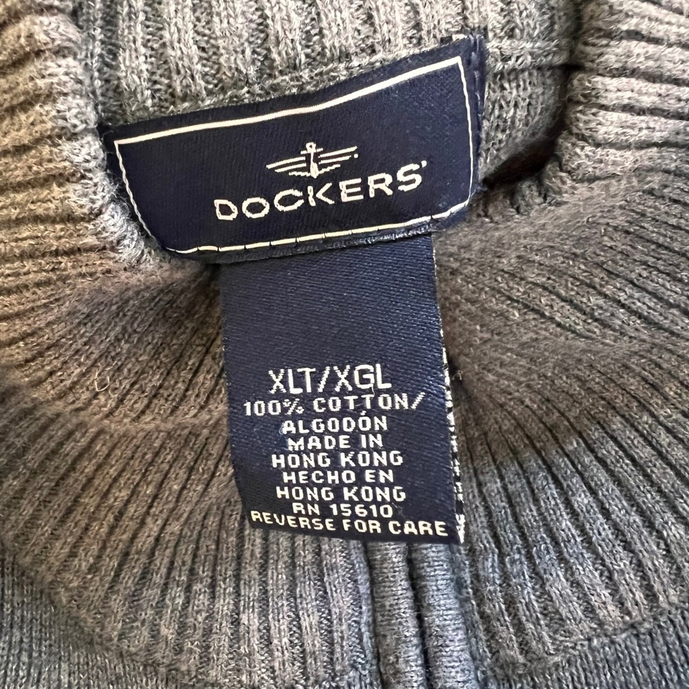 Dockers Mens XL T Xl G 100% Cotton Gray 1/4 Zip Pullover Sweater - Picture 6 of 7
